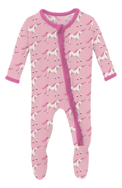 Kickee Pants Babies' Ruffle Footie Pajamas In Cake Pop Prancing Unicorn