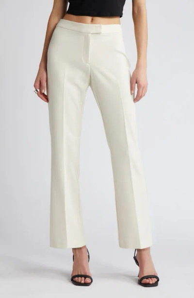 Open Edit Pleated Low Rise Stretch Twill Pants In Ivory Dove