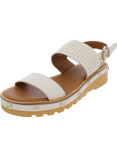 See By Chloé Martie Womens Leather Studded Wedge Sandals In White