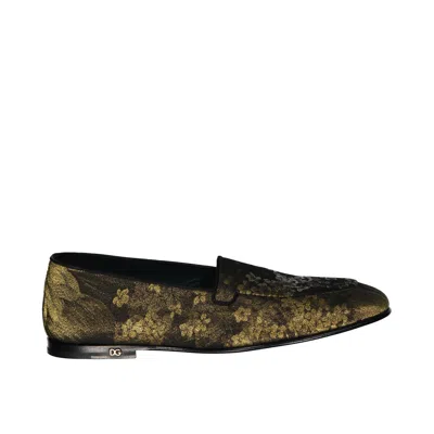 Dolce & Gabbana Printed Loafers In Gold