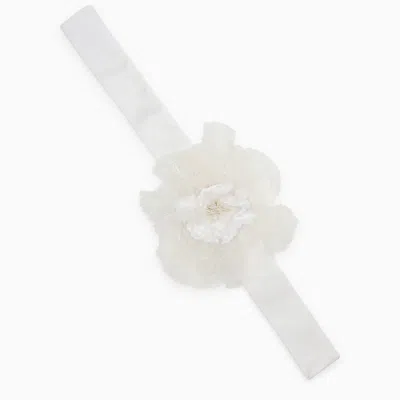 Dolce & Gabbana Dolce&gabbana White Choker With Silk Blend Flower