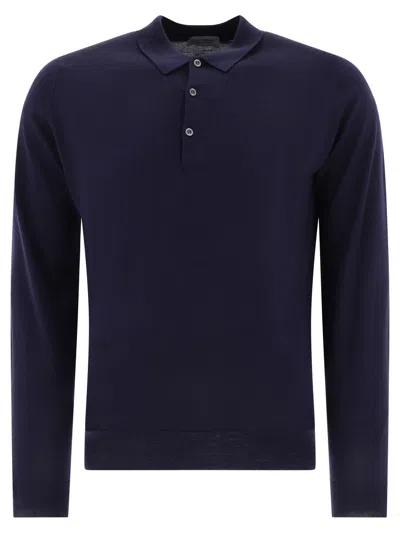 John Smedley "belper" Merino Wool Polo Shirt In Blue