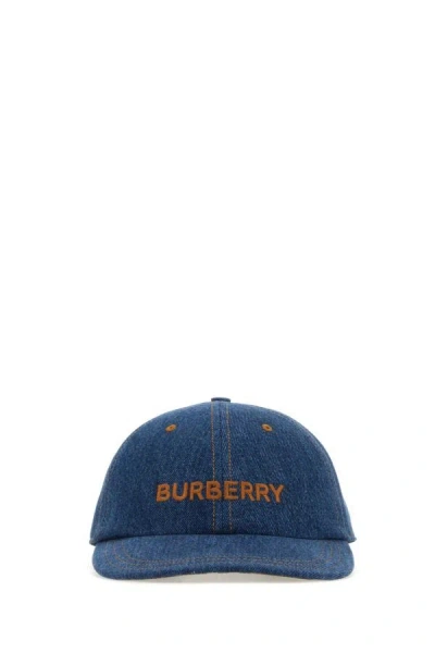 Burberry Logo Embroidered Denim Baseball Cap In Blue