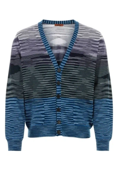 Missoni Man Embroidered Wool Cardigan In Multicolor