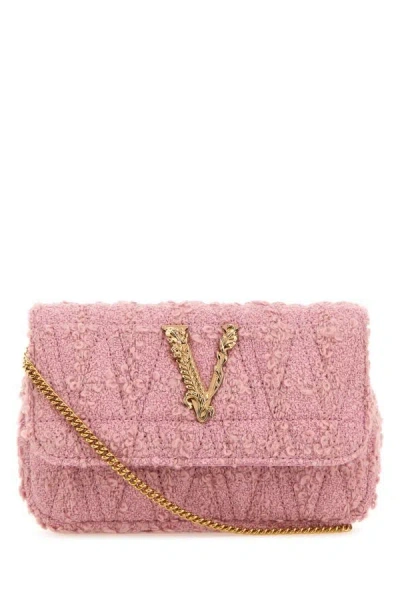 Versace Woman Pink Fabric Mini Virtus Clutch
