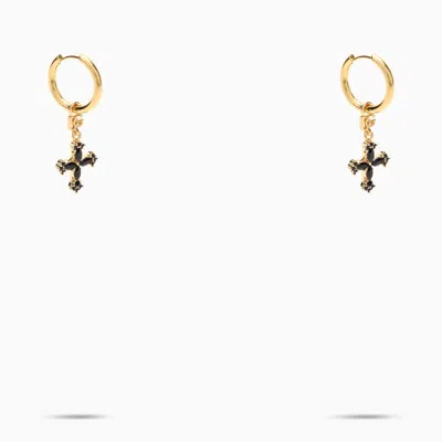Dolce & Gabbana Dolce&gabbana Drop Earrings With Crosses In Gold