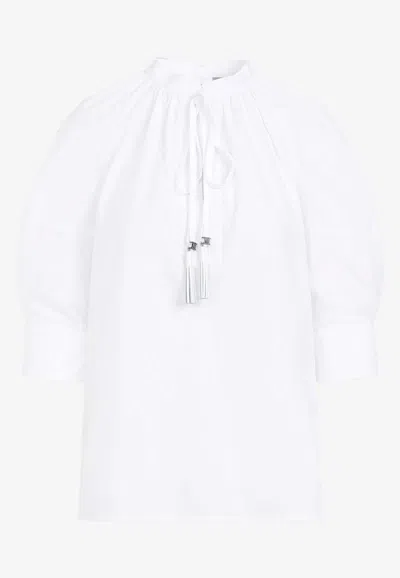 Max Mara Carpi Long-sleeved Blouse In White