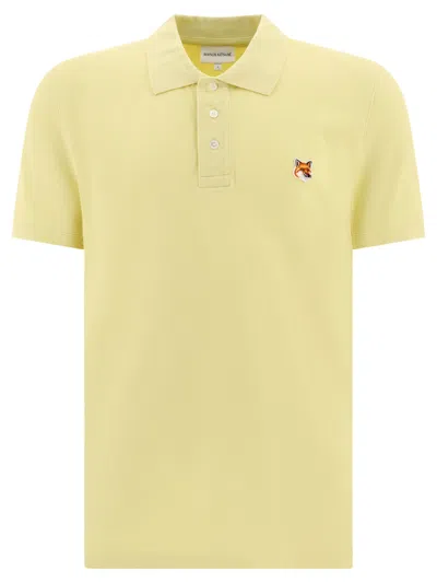 Maison Kitsuné Fox Head Cotton Polo Shirt In Yellow