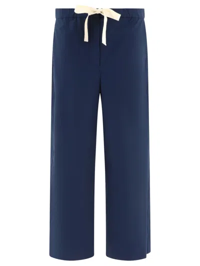 Max Mara S Cotton Trousers In Blue