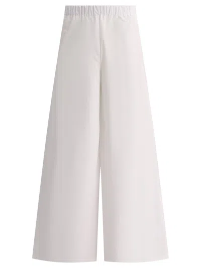 Max Mara Wide Poplin Trousers In White
