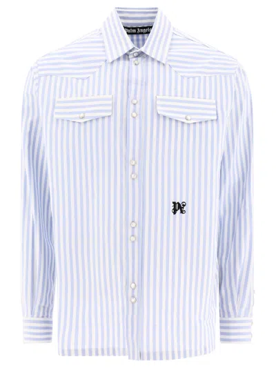 Palm Angels Monogram Striped Shirt 48 In White