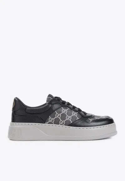 Gucci Men's Chunky B Gg Supreme Low-top Sneakers In Black