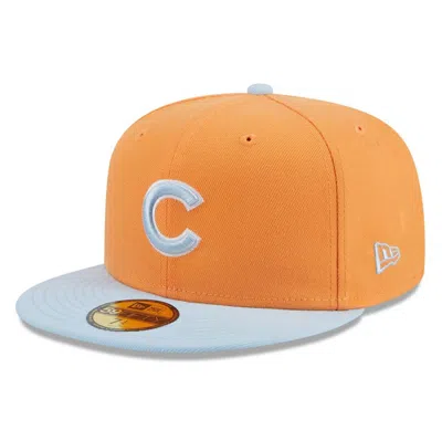New Era Men's Orange/light Blue Chicago Cubs Spring Color Basic Two-tone 59fifty Fitted Hat In Orange Lig