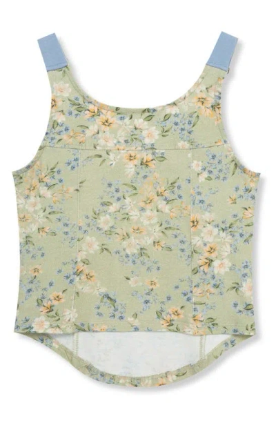 Truce Kids' Floral Tank Top In Green Print