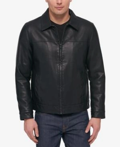 TOMMY HILFIGER MEN'S FAUX LEATHER LAYDOWN COLLAR JACKET