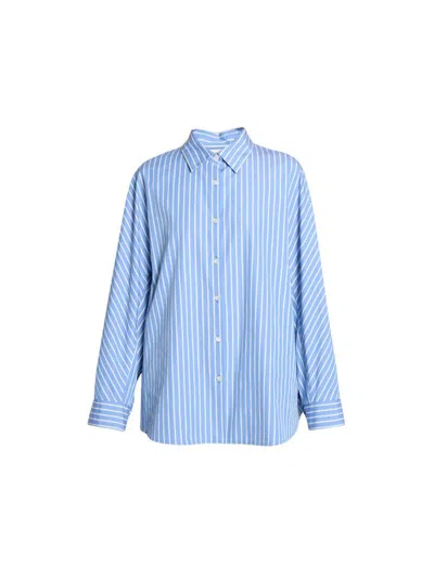 Dries Van Noten Striped Dropped-shoulder Relaxed-fit Cotton Shirt In Blue