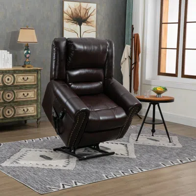 Simplie Fun Power Lift Recliner Chair Heat Massage Dual Motor Infinite Position Up To 350 Lbs In Brown