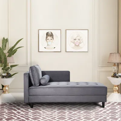 Simplie Fun Sofa In Velvet In Gray