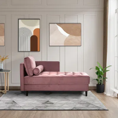 Simplie Fun Sofa In Velvet In Pink