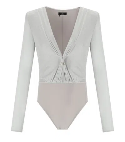 Elisabetta Franchi Silver Lurex Bodysuit