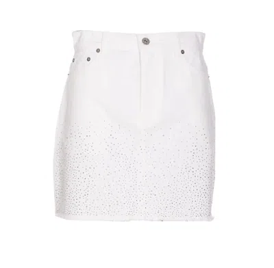 Jw Anderson Crystal Denim Skirt In White