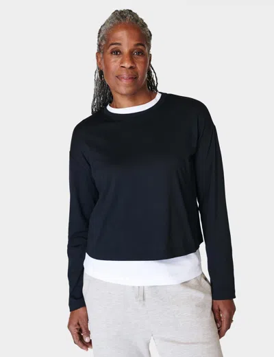 Sweaty Betty Essential Crop Long Sleeve T-shirt In Black