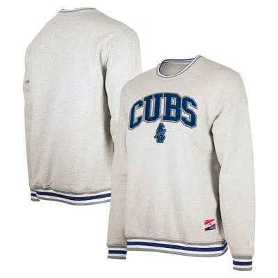 New Era Heather Grey Chicago Cubs Throwback Classic Pullover Sweatshirt