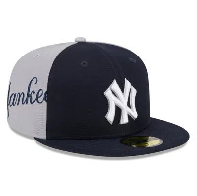 New Era Men's Navy/gray New York Yankees Gameday Sideswipe 59fifty Fitted Hat In Navy Gray