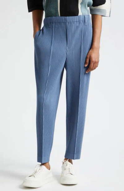 Issey Miyake Compleat Pleated Trousers In Blue Gray