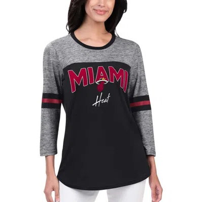 G-iii 4her By Carl Banks Black Miami Heat Play The Game Three-quarter Sleeve T-shirt