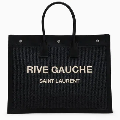 Saint Laurent Rive Gauche Canvas Tote Bag In Black