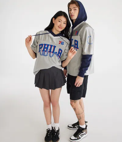 Aéropostale Philadelphia 76ers Layered Pullover Hoodie In Grey