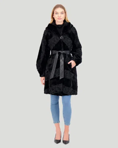 Gorski Lamb And Mink Sections Short Coat In Black