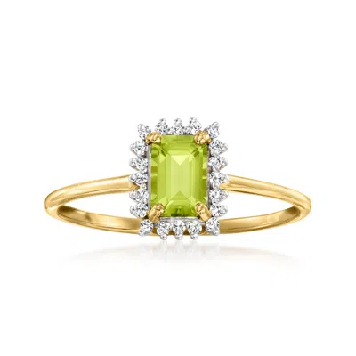 Ross-simons Peridot Ring With . Diamonds In 14kt Yellow Gold In Green