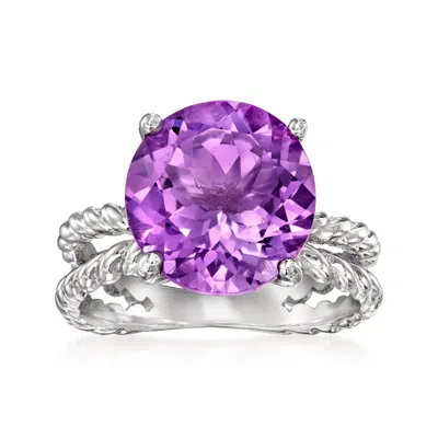 Ross-simons Amethyst Open-space Roped Ring In Sterling Silver In Purple