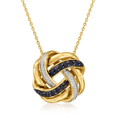 Ross-simons Sapphire And . Diamond Love Knot Pendant Necklace In 18kt Gold Over Sterling In Multi