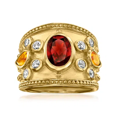 Ross-simons Garnet And . Citrine Ring With . White Topaz In 18kt Gold Over Sterling In Red