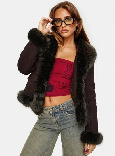 Princess Polly Graciel Penny Lane Jacket In Chocolate