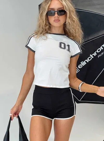 Princess Polly Lower Impact Bailey Contrast Shorts In White