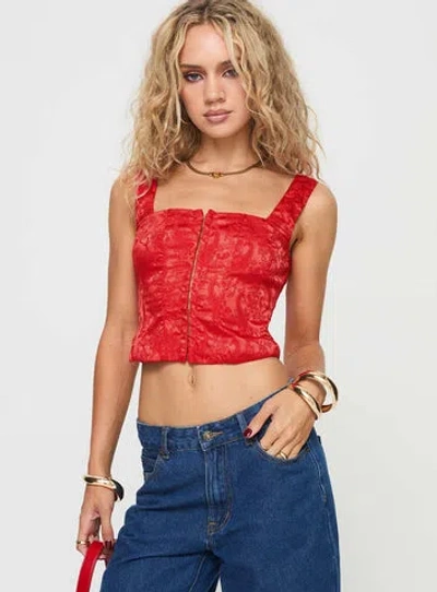 Princess Polly Loyal Heart Corset Top In Red
