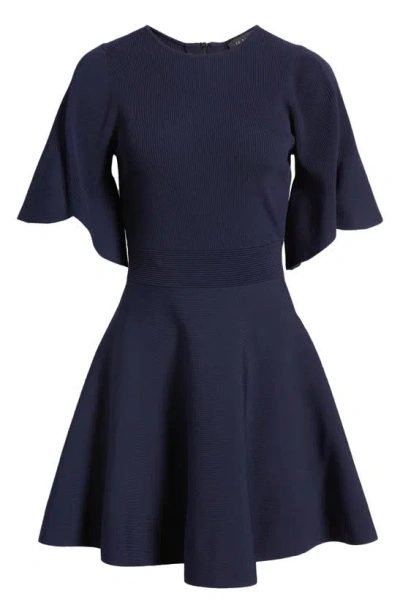 Ted Baker Olivia Rib Fit & Flare Dress In Navy