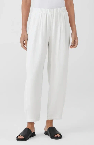 Eileen Fisher Cropped Straight-leg Silk Trousers In Ivory