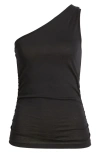 Closed One-shoulder Organic Cotton Tank Top In Black