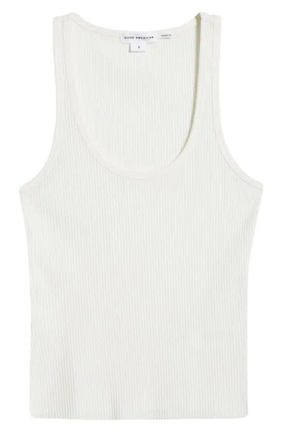 Good American Light Ribbed Crop Tank In Cloud White001