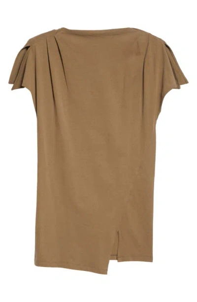 Isabel Marant Silvane Asymmetric Split Sleeve Cotton Minidress In Khaki