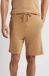 Hugo Boss Ribbed Pajama Shorts In Medium Beige