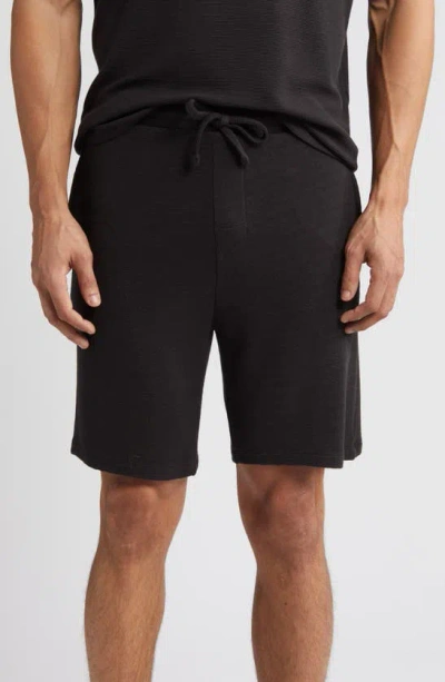 Hugo Boss Ribbed Pyjama Shorts In Black