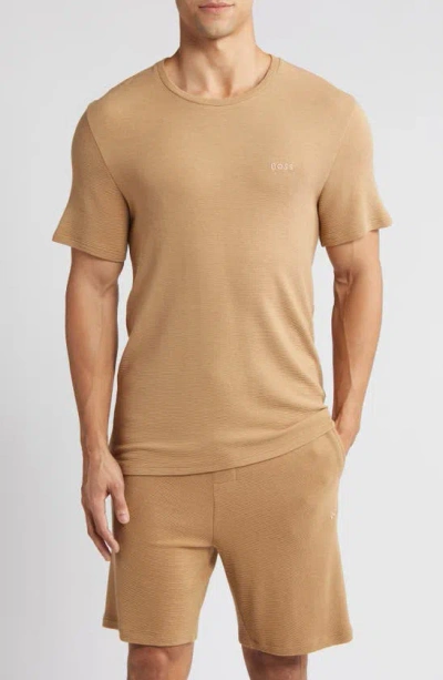 Hugo Boss Ribbed Pajama Top In Medium Beige