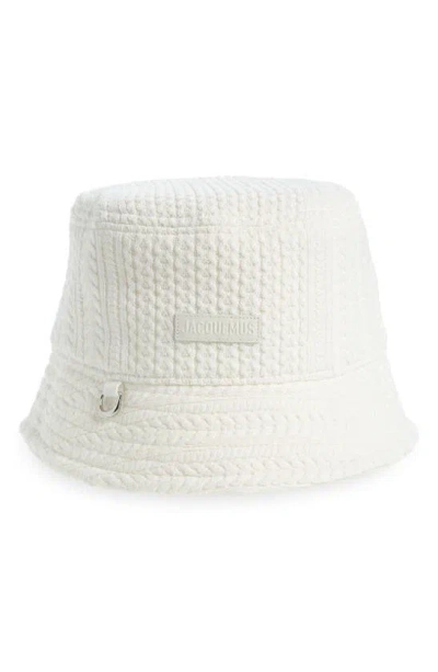Jacquemus Le Bob Belo Cable Stitch Bucket Hat In White