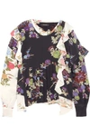 ISABEL MARANT INNY PLEATED FLORAL-PRINT SILK CREPE DE CHINE WRAP BLOUSE